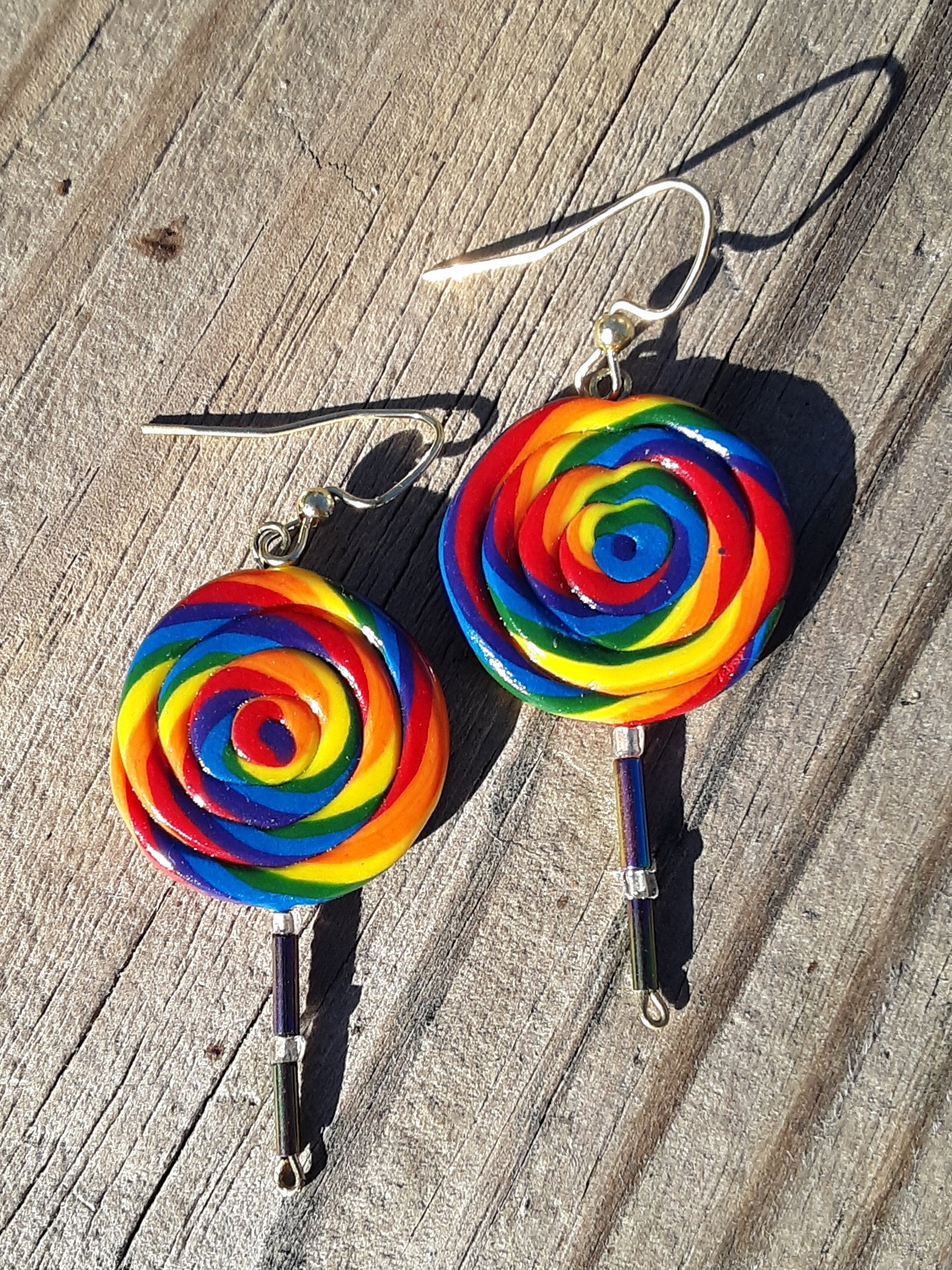Rainbow Lollipop earrings.