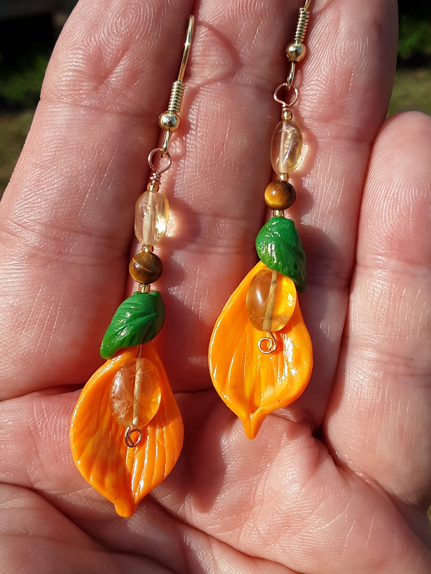 Flower Petals Tiger’s Eye Earrings